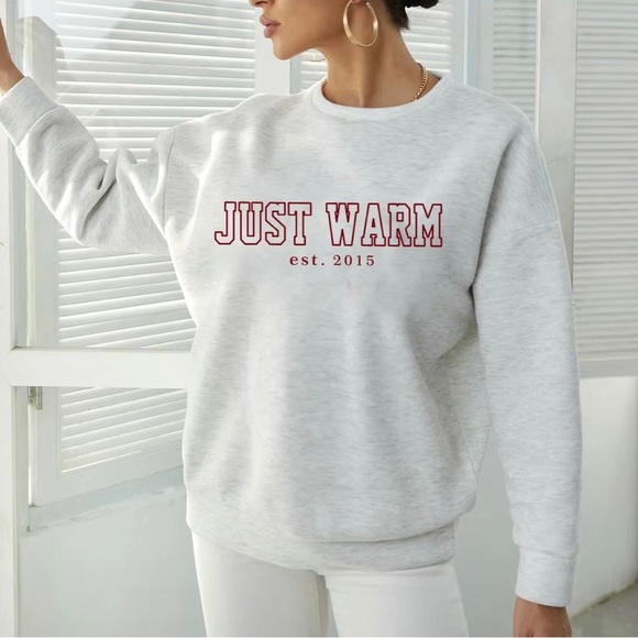 Sweaters - Women's Sweatshirt Letter Print Drop Shoulder Long Sleeve Casual Sweatshirt
